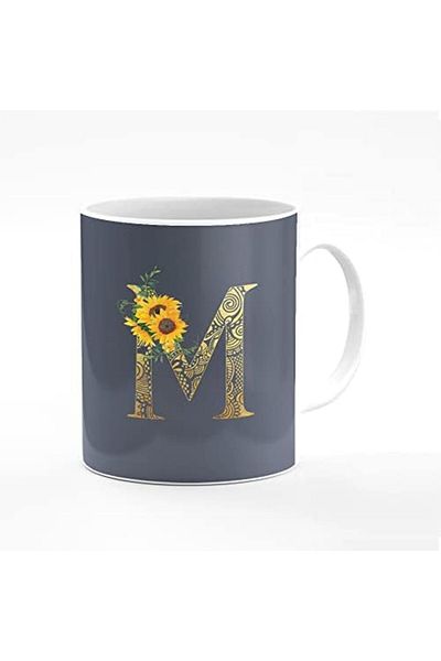 Stylizedd Designer Printed Coffee Mug 11oz Ceramic Personalised Gift Mugs Cup - Custom Monogram Init