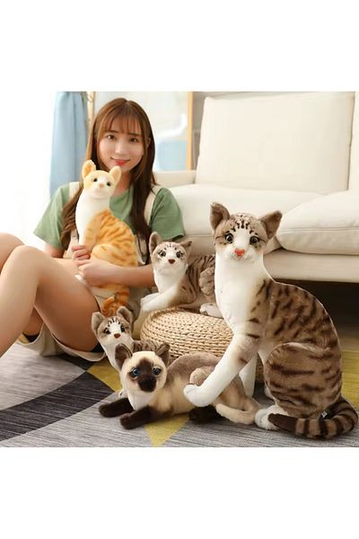charmerprincesses Imported Product Tabby Cat Toy Real Looking Plush Cat Yellow Tabby Cat Plush 25cm Soft Plush