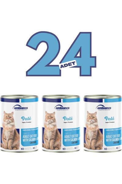 Ambiance 24 Adet Yetişkin Kediler Için Somonlu Yaş Mama 400 gr
