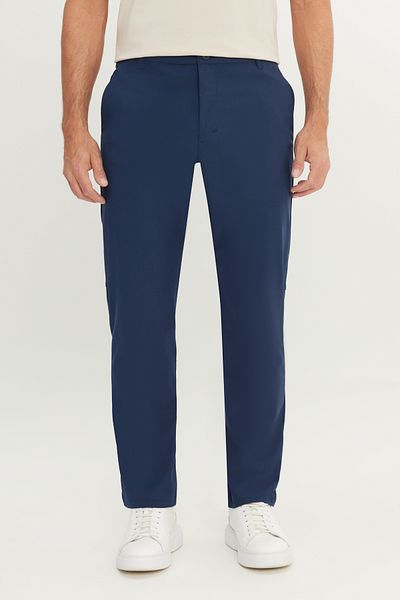 ALTINYILDIZ CLASSICS Men's Navy Blue 360 ​​All-Way Stretch Slim Fit Slim Fit Side Pocket Trousers