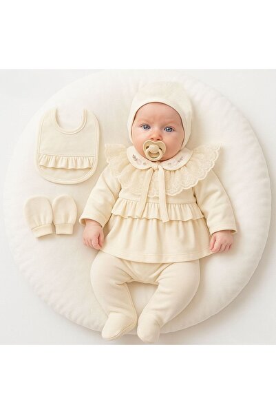 Pure Kids Store %100 Organik Pamuk Çıkarılabilir Dantelli Çiçek Nakışlı Kız B...