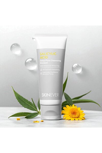 SKINEVER قناع طيني بحمض الساليسيليك لتنظيف المسام بعمق - إزالة السموم والتحكم...