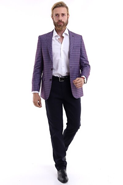 Presto Men's Checkered Jacket Classic-6 Drop- Claret Red 1593-800