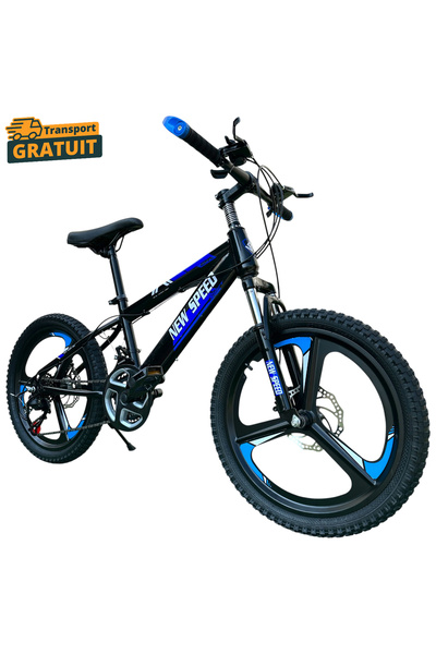NEW SPEED Bicicletă pentru copii de 20 de inci, 21 de viteze, frâne cu disc, ...