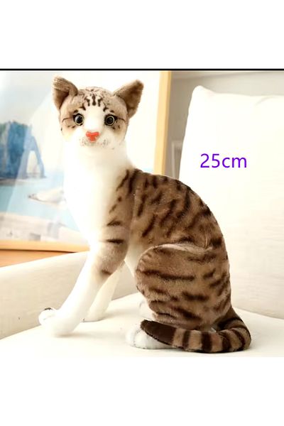 charmerprincesses Imported Product Tabby Cat Toy Real Looking Plush Cat Yellow Tabby Cat Plush 25cm Soft Plush