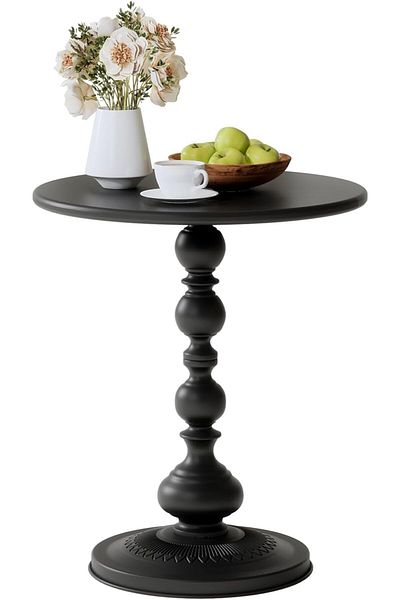 awwaline Round Coffee Table, Awwaline, Iron, Black, Vintage Design, 52 x 42 x 29 cm