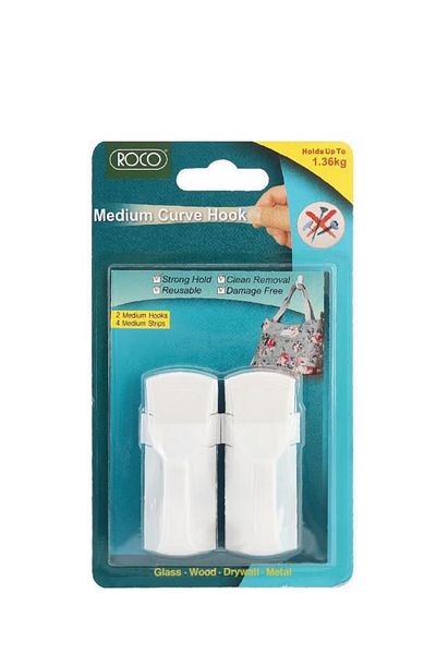 Roco Medium Curved Wall Hook – White Finish