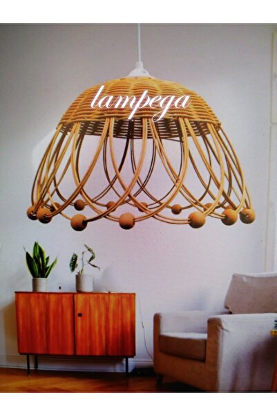 Lampega rattan bambu hasır avize ÇAP 35 cm