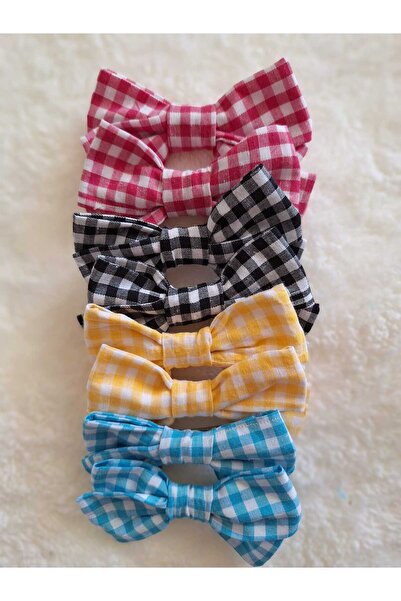 No Name Atelier Set of 4 with Checkered Fabric Bow 8 Pieces Buckles