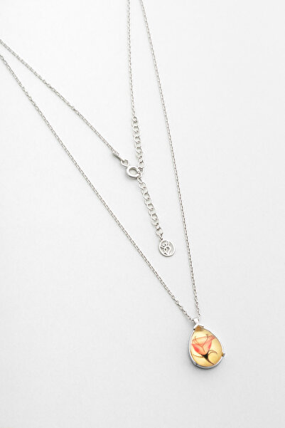 So CHIC... Gelincik 18 Ayar Beyaz Altın Kaplama 44 Cm Gümüş Kolye