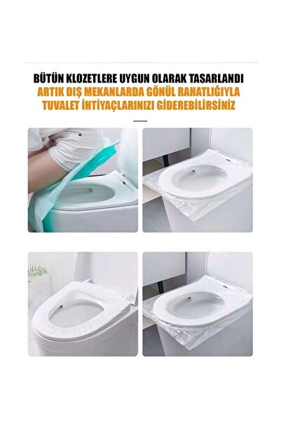 Kiesa Hijyenik Klozet Kapağı Poşeti Tek Seferlik Klozet Kapağı Kılıfı 50 Adet Kullan At