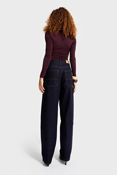 its basic Women's Indigo Color 7W5-50 Skater Fit 100% Cotton Loose Cut Inner Size 80cm Denim Jean