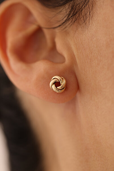 YAVUZ KUYUMCULUK 14 Ayar Altın Minimal Düğüm Küpe