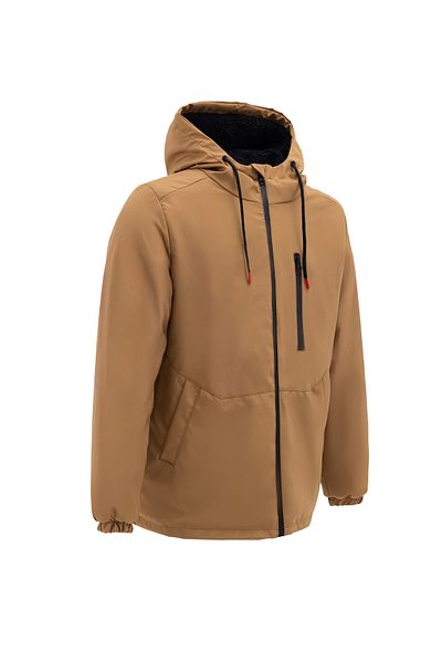 Royalside Men's Tan Shearling Water and Windproof Hooded Winter Coat & Coat & Parka