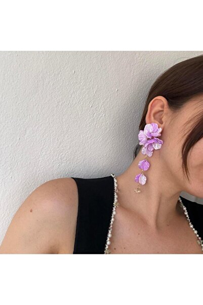 Alice İsstanbul Purple Pearlescent Leaf Earrings