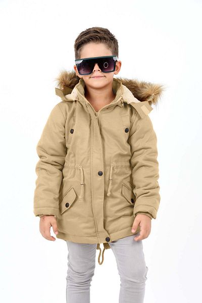 Asortik Kids Boys' Canvas Fabric Long Winter Coat-No Dry Cleaning Required