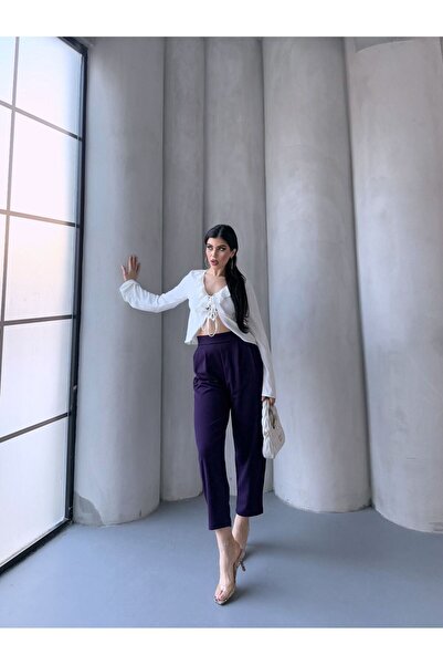 nutika Yandan Fermuar Arka Lastik Detay Harem Pantolon