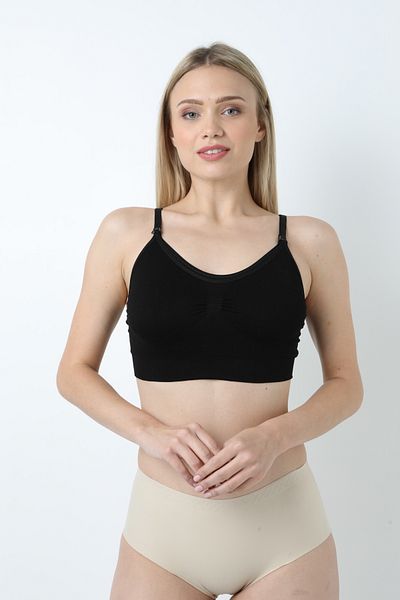 Craftique Form Angel Seamless Cotton Underwire Free Black Nursing Bra Comfortable Easy to Wear Maternal Underwear