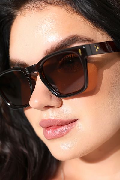 Lozzo Square Brown Polarized Sunglasses with Unisex Accessories 23037 C3 P