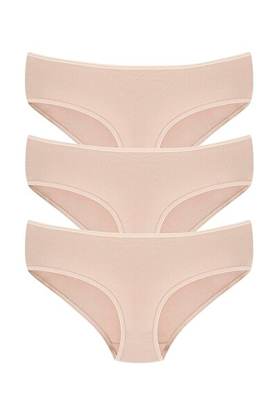 Arma Yıldız Chiloți de damă din bambus, culoarea pielii, pachet de 3 țesături extra moi și elastice, respirabile