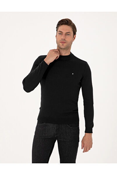 Pierre Cardin Siyah Slim Fit Çeyrek Yaka Basic Triko Kazak 50314188-VR046