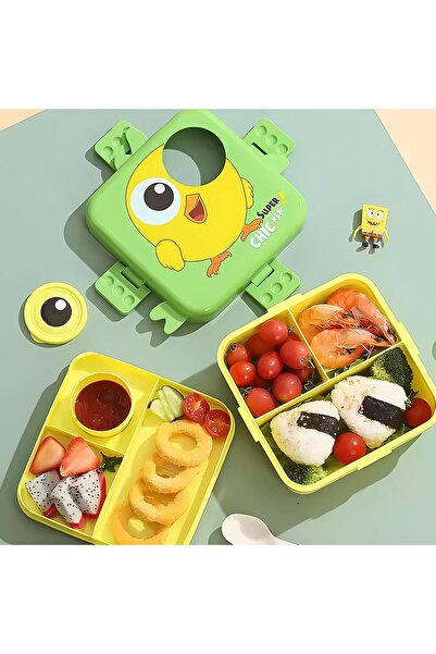 Twisoo Kids Lunch Box with Spoon – Leakproof Double Decker Bento Box, Durable Plastic, Sealed for