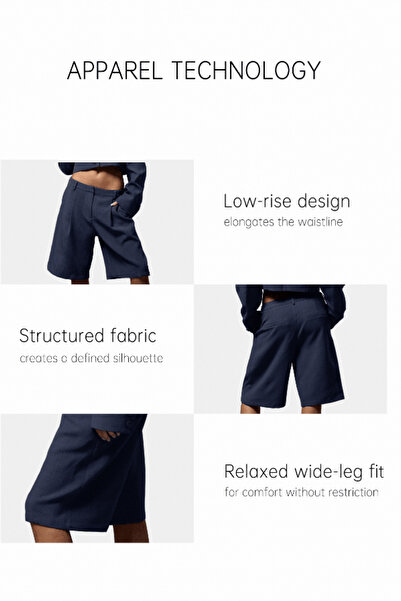 Tarz Cool Kadın Kısa Paça Yüksek Bel Oversize Fermuarlı Lacivert Şort