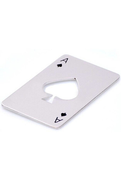 kik Bottle Opener, KIK, Metal, Playing Card Pattern, 8.2 cm x 5.3 cm x 1 mm, Silver