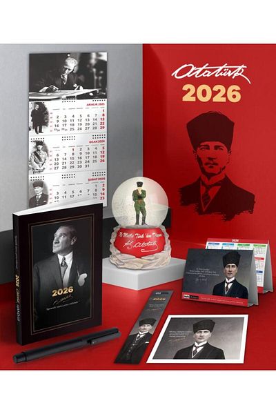 Mor kelebek 2026 Ataturk Istikbal Agenda - Signature Wall Calendar - Desk Calendar - Pen and Izmir Anthem Snow Globe