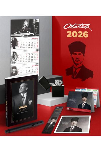 Mor kelebek 2026 Ататюрк Истикбал Агенда - Подписваема стена календар - Настолен календар - Химикалка и бензинова запалка