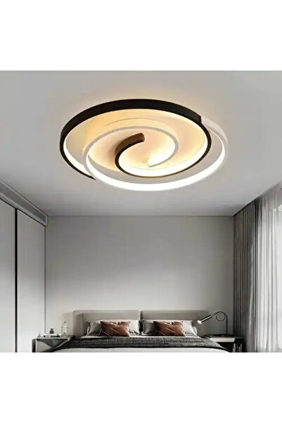 LED CONCEPT Lustra LED cu 3 tipuri de lumina si telecomanda, neagra cu alb, r...