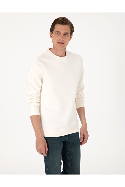 Pierre Cardin Ekru 3 İplik Regular Fit İçi Polarlı Bisiklet Yaka Basic Sweatshirt 50315021-VR019