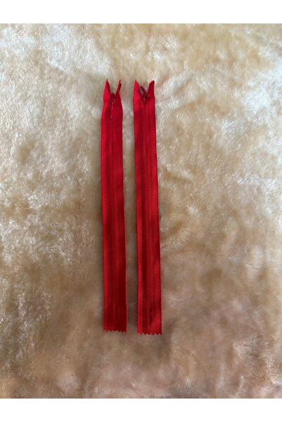 e tuhafiye 2 броя 22 см YKK скрит цип в яркочервен цвят