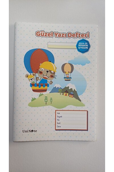Uninote Çınar A5 30 Yaprak Plastik Kapak Dikişli Güzel Yazı Defteri (Yeni Müfredata Uygun) (24029)
