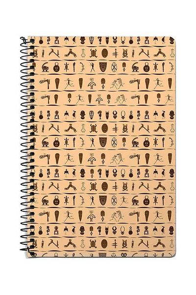 Stylizedd Tribal Hieroglyphics A5 Spiral Notebook Beige