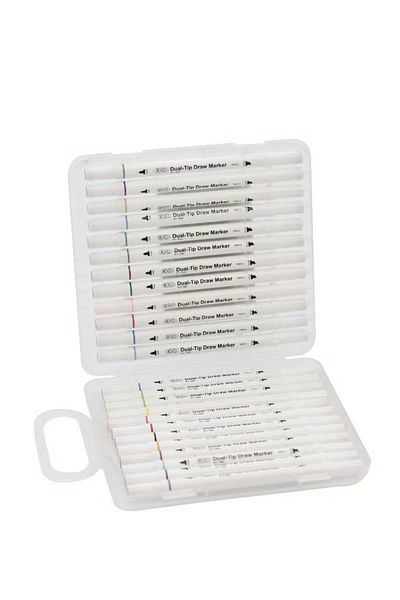 Roco Draw Marker Set – 24 Colors Graphic Art Markers Assorted Twin Tip