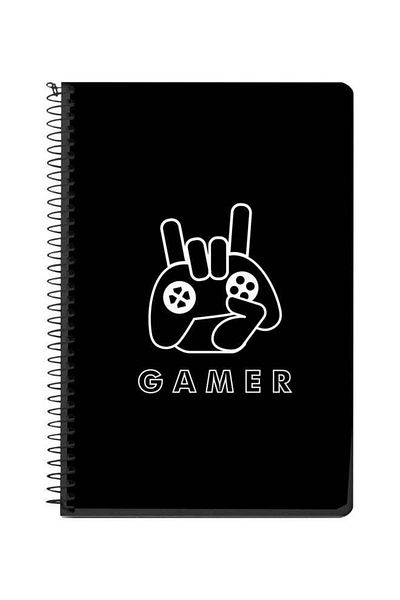 Stylizedd A5 Gamer Printed Spiral Bound Notebook Black/White