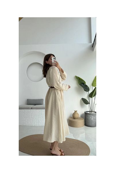 Lavanta Tekstil Belted Shirt Dress