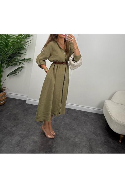 Lavanta Tekstil Belted Shirt Dress