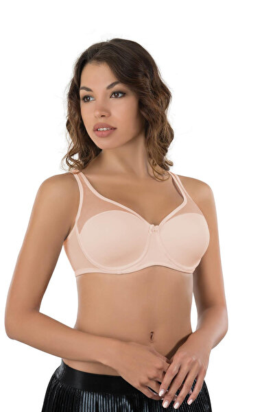 DoraStore Sutien de strângere din tul căptușit bej-gri Is Emay 167c