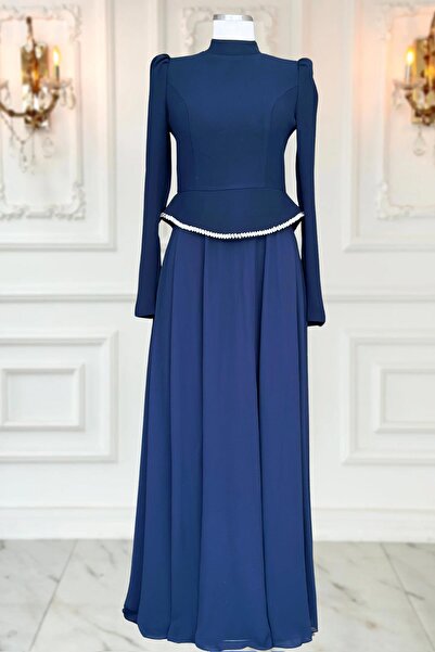 Amine Hüma Naz Abiye Elbise Lacivert