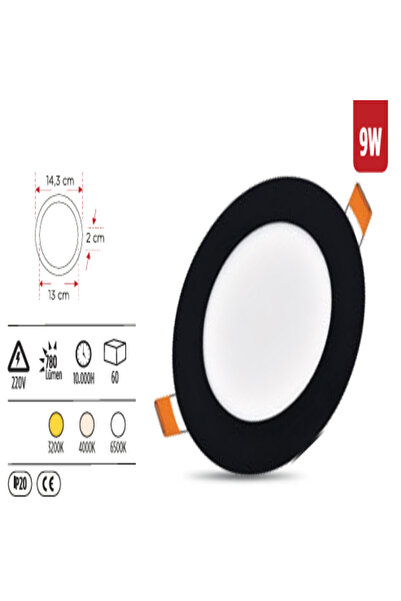 YCL ALP 1209 9W Yuvarlak Sıva Altı LED Panel – Siyah Kasa-4000K ILIK BEYAZ