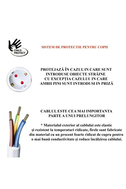 beorol Elektrický prodlužovací kabel s uzemněním a dětskou ochranou, 3 zásuvky, kabel 3 m