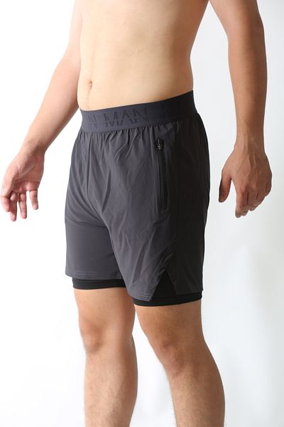 man of man man man of man Man of Man Men's Written Lined Dark Anthracite Shorts