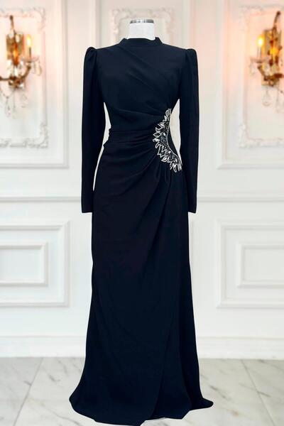 Amine Hüma Miray Tesettür Abiye Siyah