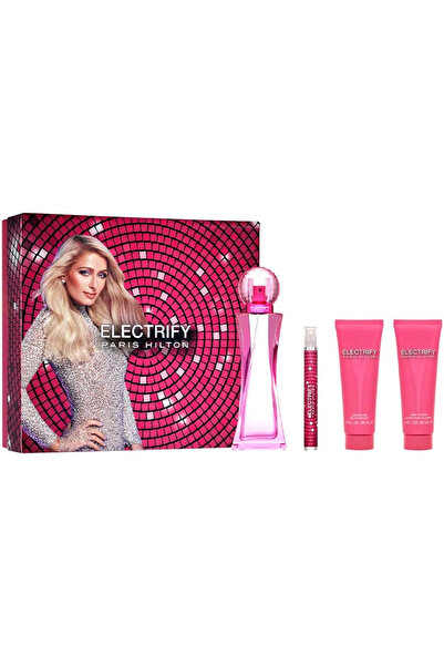 Paris Hilton مجموعة عطر إليكتريفاي للنساء EDP 100 مل مع EDP 10 مل مع بلسم 90 مل مع جل استحمام 90 مل