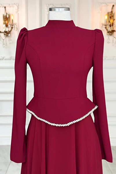 Amine Hüma Naz Abiye Elbise Bordo