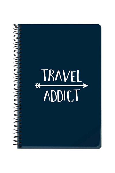 Stylizedd Travel Addict Printed A5 Spiral Notebook Blue/White