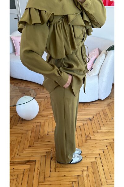 Moda İkra fırfır kuaşklı modal ikili takım