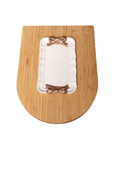 Uretti - Çiğdem 7624 7810 Handmade Decorative Jewelry Tray / Plate - Copper Color Bow Decorated